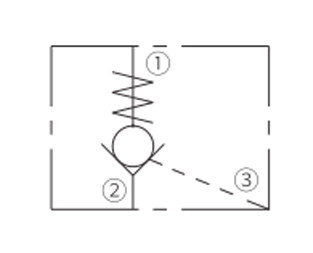 Operasjonssymbol for IPC12-30 sjekkventil, Pilot-to-opna (Dual-Pilot-Operat)