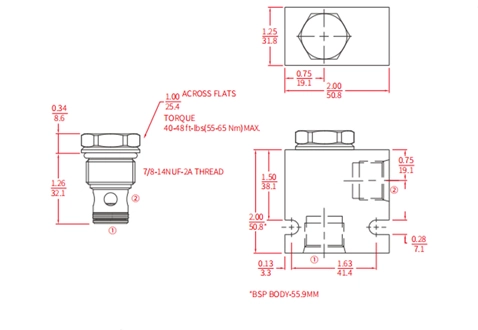 Ytelse/dimensjon/seksjonsstegning av ICV10-B20 Poppetventil, kontrollventil (høyt trykk)