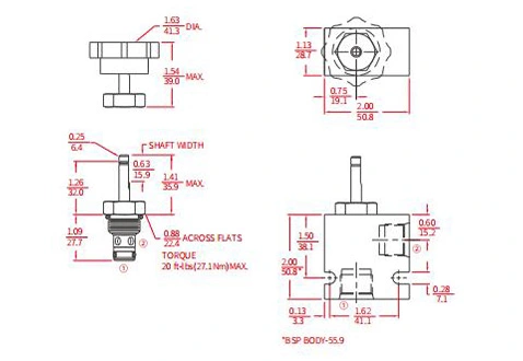 Ytelse/dimensjon/seksjonsstegning av INV08-21 Hydraulisk kanyleventil