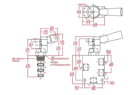 Ytelse/dimensjon/seksjonsstegning av IMR10-47A manuell retningsventil