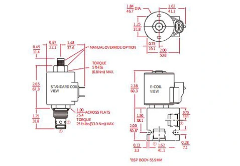 Ytelse/dimensjon/seksjonsstegning av ISV10-24 2-veis N.C. Solenoidventil