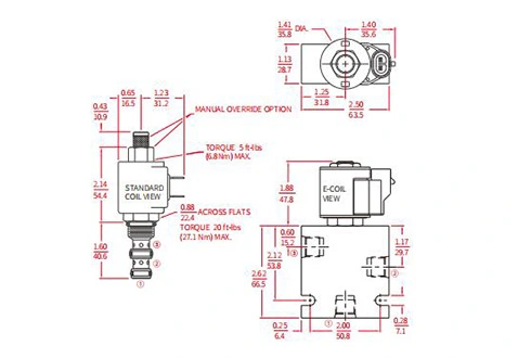 Ytelse/dimensjon/seksjonsstegning av ISV08-33 Spool 3-vei 2-posisjonsventil