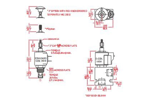 Ytelse/dimensjon/seksjonsstegning av ISV08-20J Poppet 2-vei N.C. Manuell overstyring