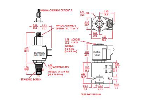 Ytelse/dimensjon/seksjonsstegning av ISP08-20 2-vejs N.C. Poppetventil