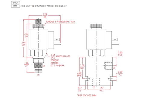 Ytelse/dimensjon/seksjonsstegning av ISV08-B20 Poppet 2-vei N.C. Solenoidventil