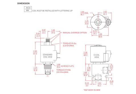 Ytelse/dimensjon/seksjonsstegning av ISV10-20 Poppet 2-vei N.C. Solenoidventil