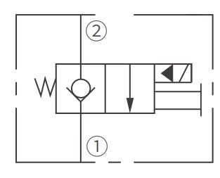 Operasjonssymbol for ISV38-20J Poppet 2-veis N.C. Solenoidventil