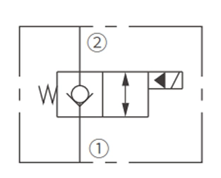 Operasjonssymbol for ISV12-22 Poppet 2-veis N.C. Solenoidventil